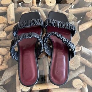 STAUD Black Maya Ruched Sandals